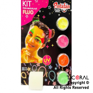 MAQUILLAJE ARTISTICO PINTAFAN FLUO AMARILLO NARANJA ROSA VERDE SET X 4 8GR 120-01 x 1